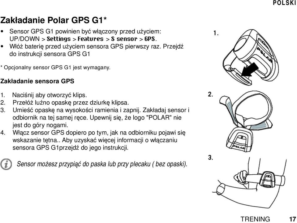 typ wyświetlania tętna lub inne parametry ćwiczenia przed treningiem.