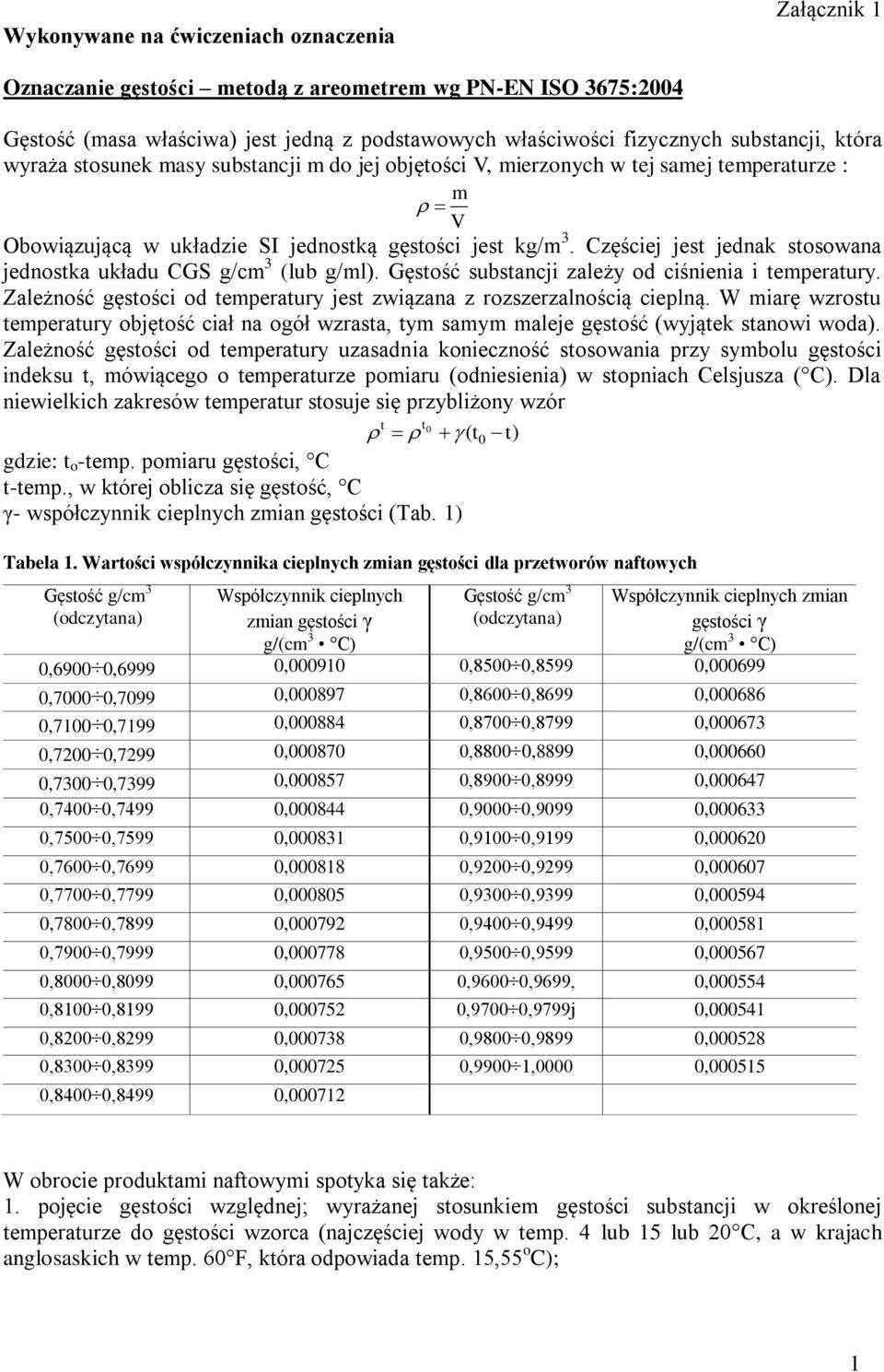 Częściej jest jednak stosowana jednostka układu CGS g/cm 3 (lub g/ml). Gęstość substancji zależy od ciśnienia i temperatury. Zależność gęstości od temperatury jest związana z rozszerzalnością cieplną.