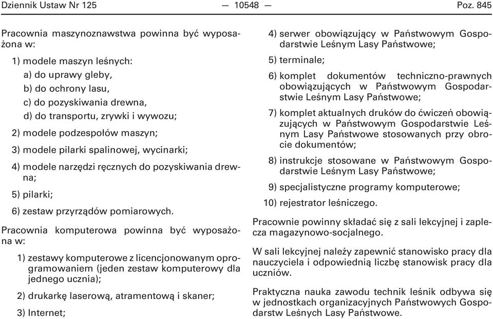 podzespołów maszyn; 3) modele pilarki spalinowej, wycinarki; 4) modele narzędzi ręcznych do pozyskiwania drewna; 5) pilarki; 6) zestaw przyrządów pomiarowych.