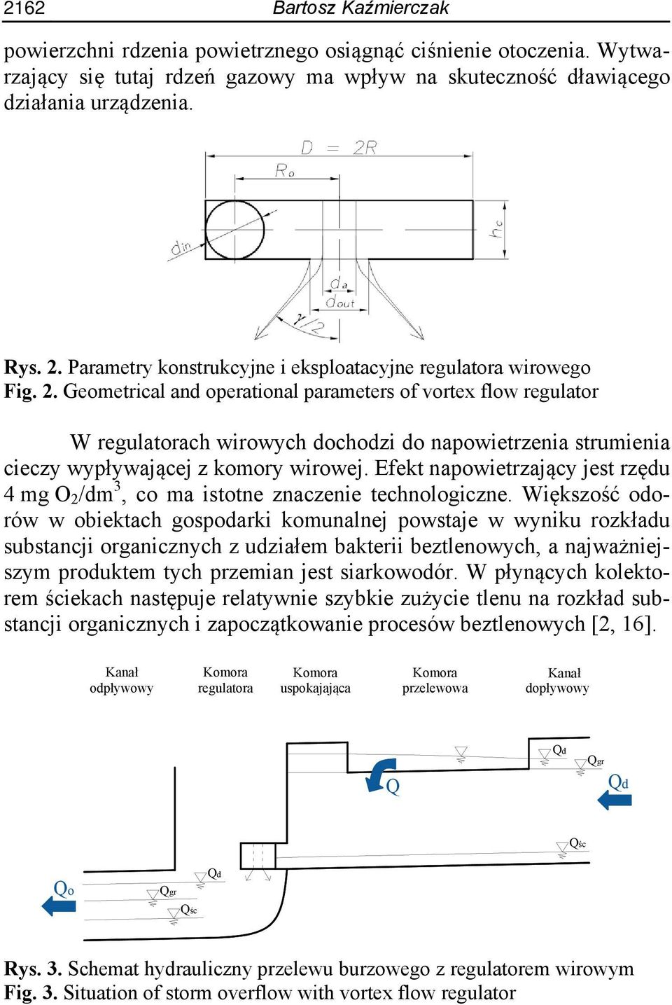 . Geometrical and operational parameters of vortex flow regulator W regulatorach wirowych dochodzi do napowietrzenia strumienia cieczy wypływającej z komory wirowej.