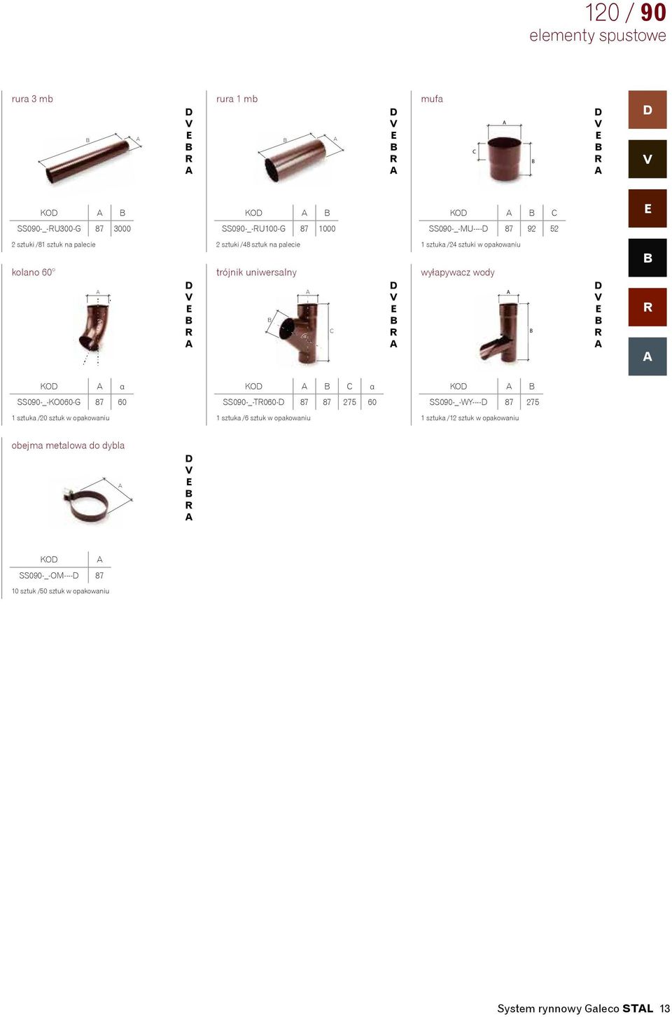 KO α KO α KO SS090-_-KO060-G 87 60 SS090-_-T060-87 87 275 60 SS090-_-Y---- 87 275 1 sztuka /20 sztuk w opakowaniu 1 sztuka /6 sztuk w