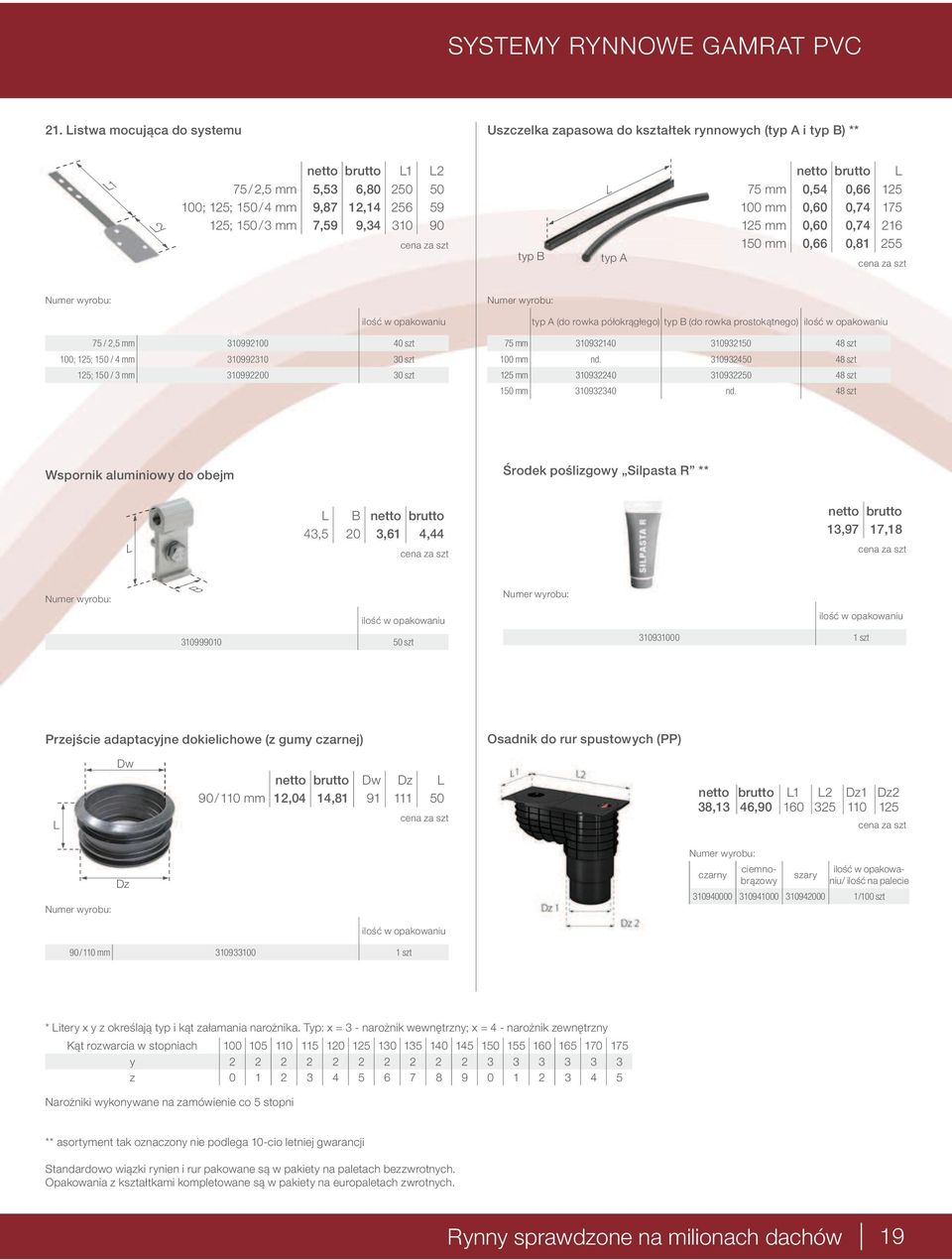 typ A 75 mm 0,54 0,66 125 100 mm 0,60 0,74 175 125 mm 0,60 0,74 216 150 mm 0,66 0,81 255 75 / 2,5 mm 310992100 40 szt 100; 125; 150 / 4 mm 310992310 30 szt 125; 150 / 3 mm 310992200 30 szt typ A (do