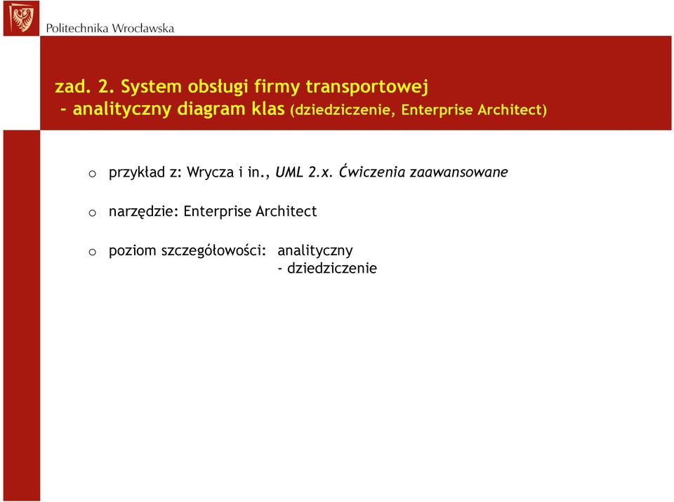 (dziedziczenie, Enterprise Architect) o przykład z: Wrycza i in.