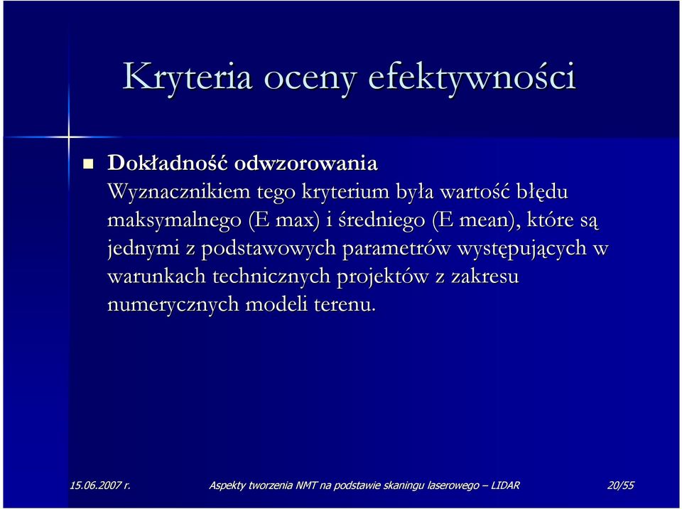 parametrów w występuj pujących w warunkach technicznych projektów w z zakresu numerycznych