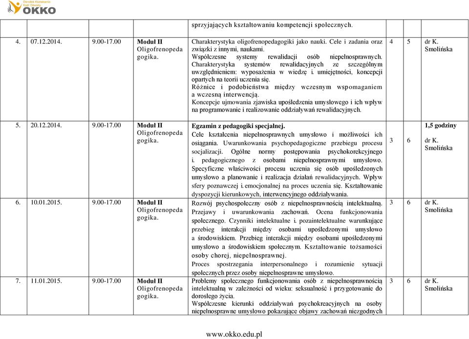 Charakterystyka systemów rewalidacyjnych ze szczególnym uwzględnieniem: wyposażenia w wiedzę i. umiejętności, koncepcji opartych na teorii uczenia się.