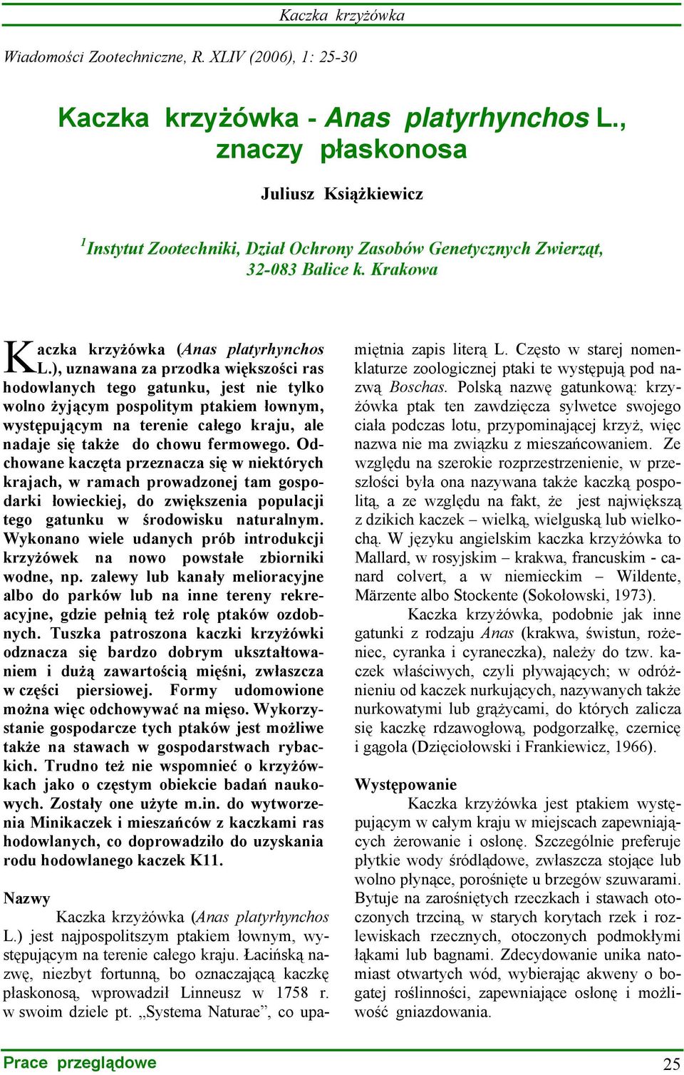 ), uznawana za przodka większości ras hodowlanych tego gatunku, jest nie tylko wolno żyjącym pospolitym ptakiem łownym, występującym na terenie całego kraju, ale nadaje się także do chowu fermowego.