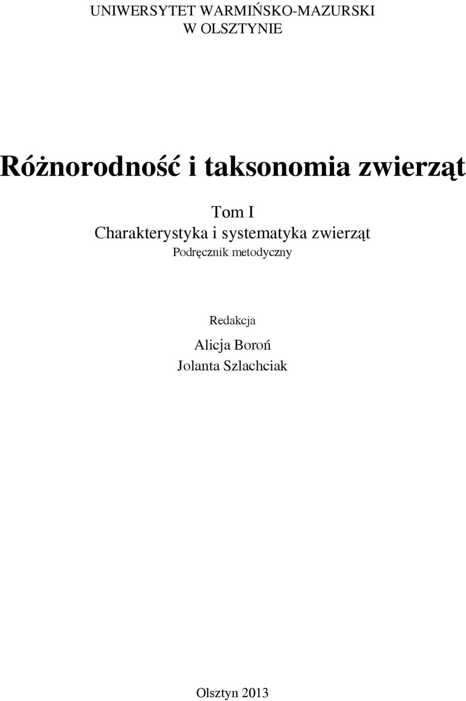 Charakterystyka i systematyka zwierząt Podręcznik