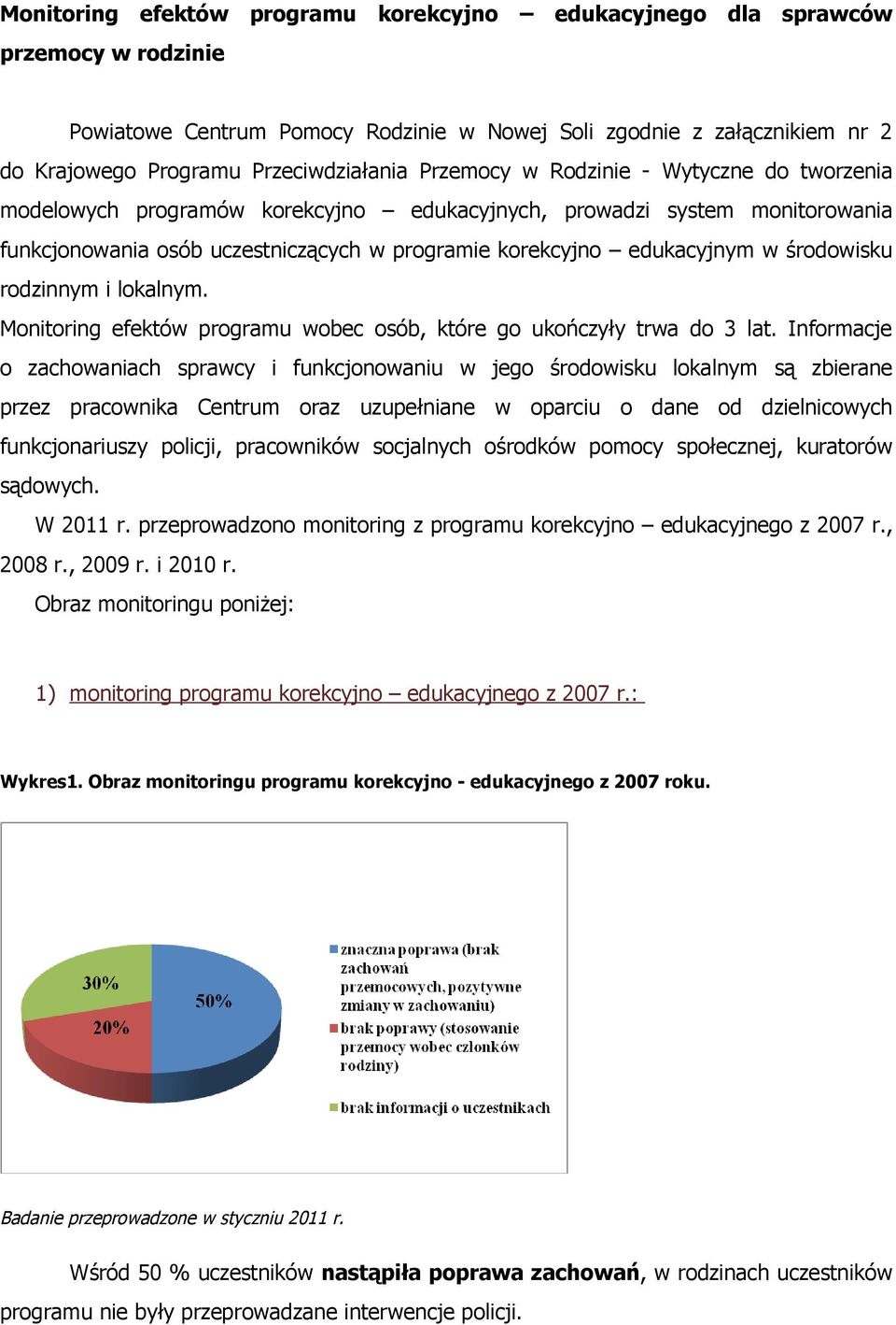 środowisku rodzinnym i. Monitoring efektów programu wobec osób, które go ukończyły trwa do 3 lat.