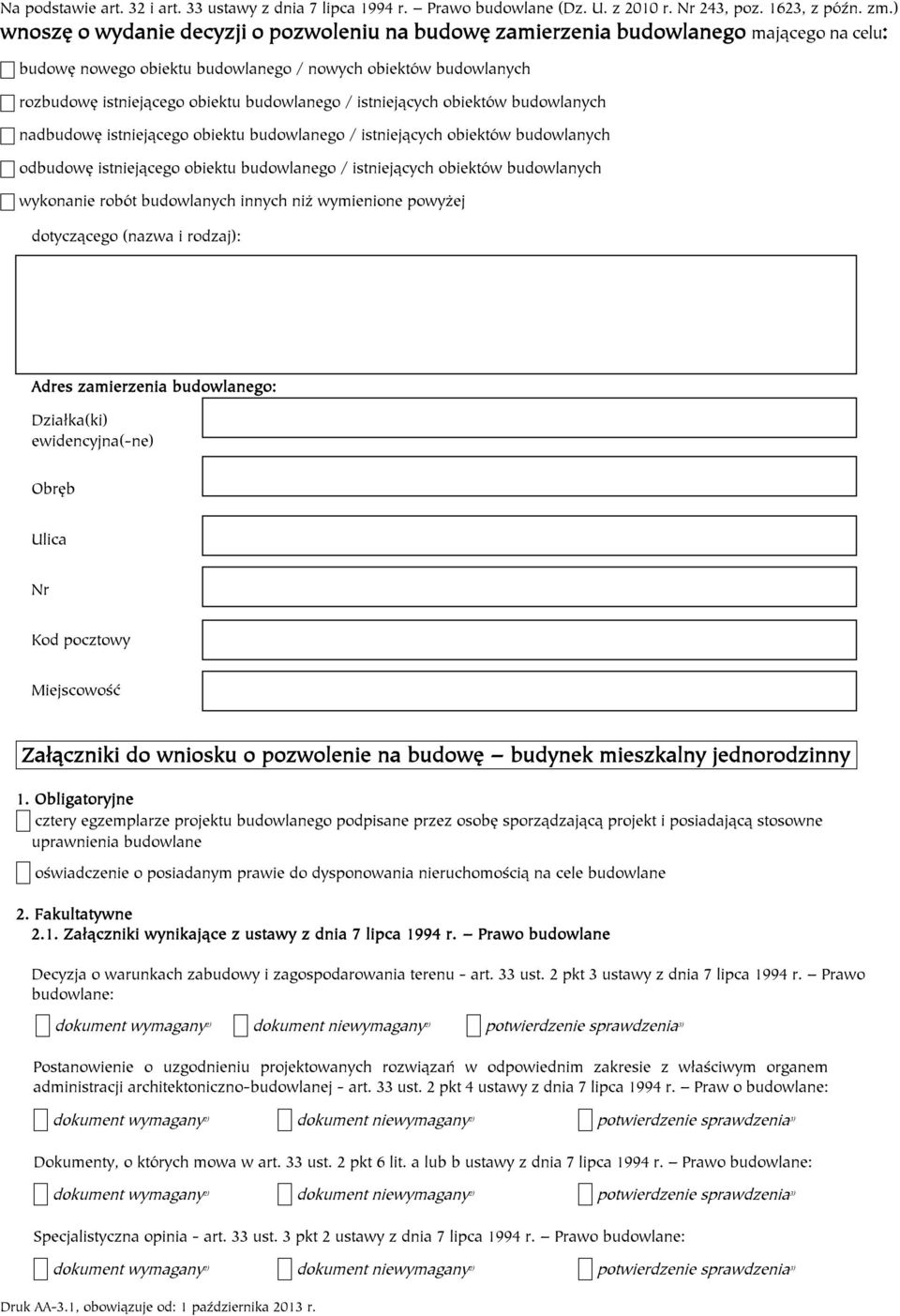 budowlanego / istniejących obiektów budowlanych Fi nadbudowę istniejącego obiektu budowlanego / istniejących obiektów budowlanych Fi odbudowę istniejącego obiektu budowlanego / istniejących obiektów