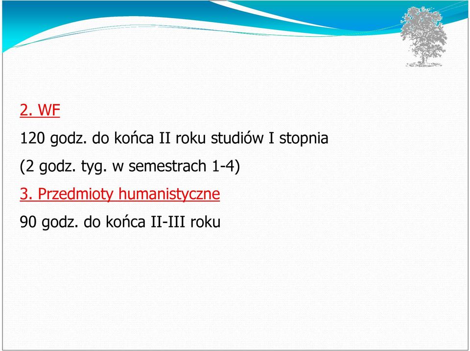 (2 godz. tyg. w semestrach 1-4) 3.
