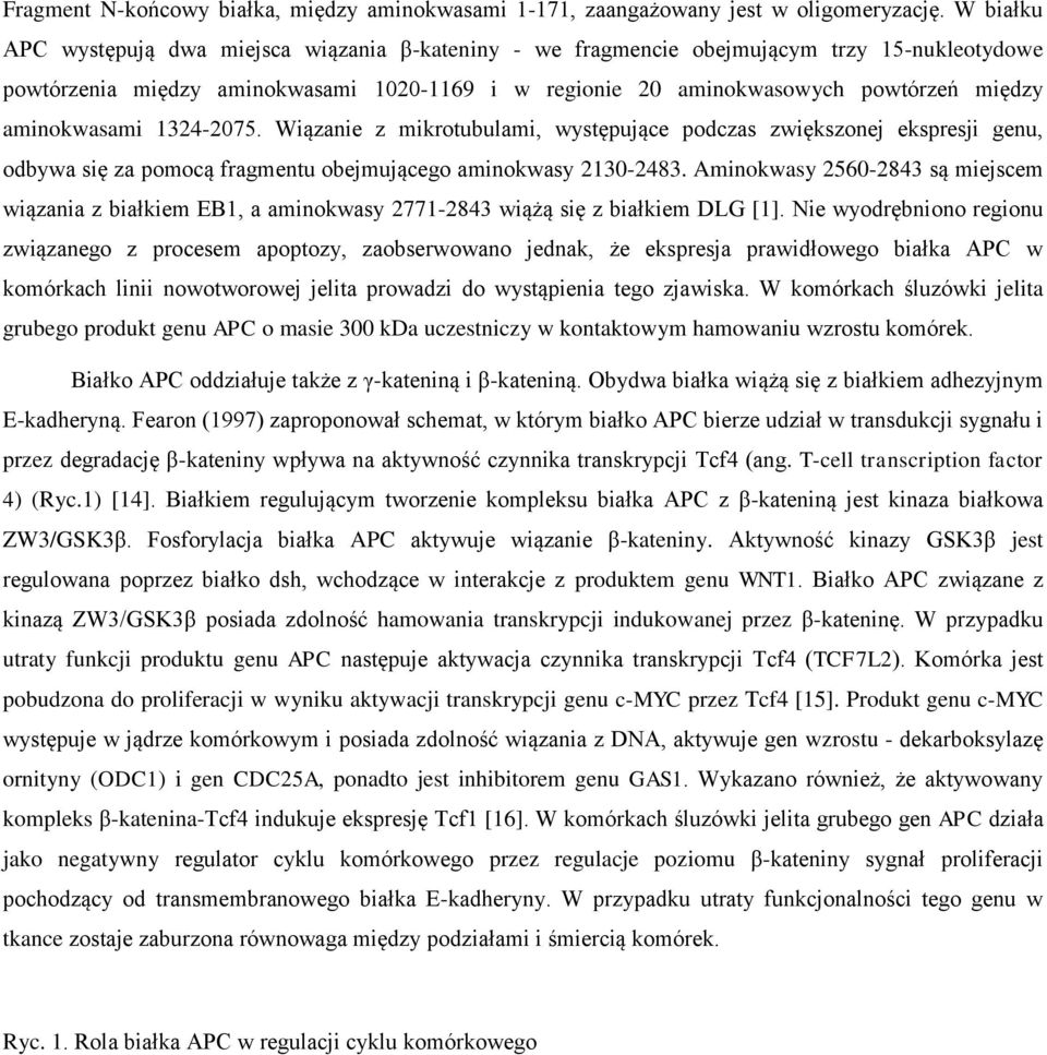 aminokwasami 1324-2075. Wiązanie z mikrotubulami, występujące podczas zwiększonej ekspresji genu, odbywa się za pomocą fragmentu obejmującego aminokwasy 2130-2483.