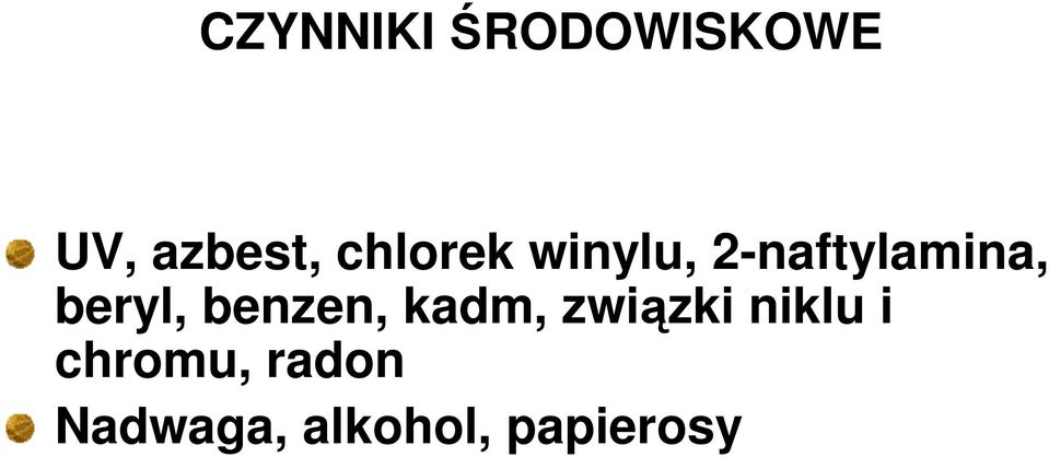 beryl, benzen, kadm, związki niklu