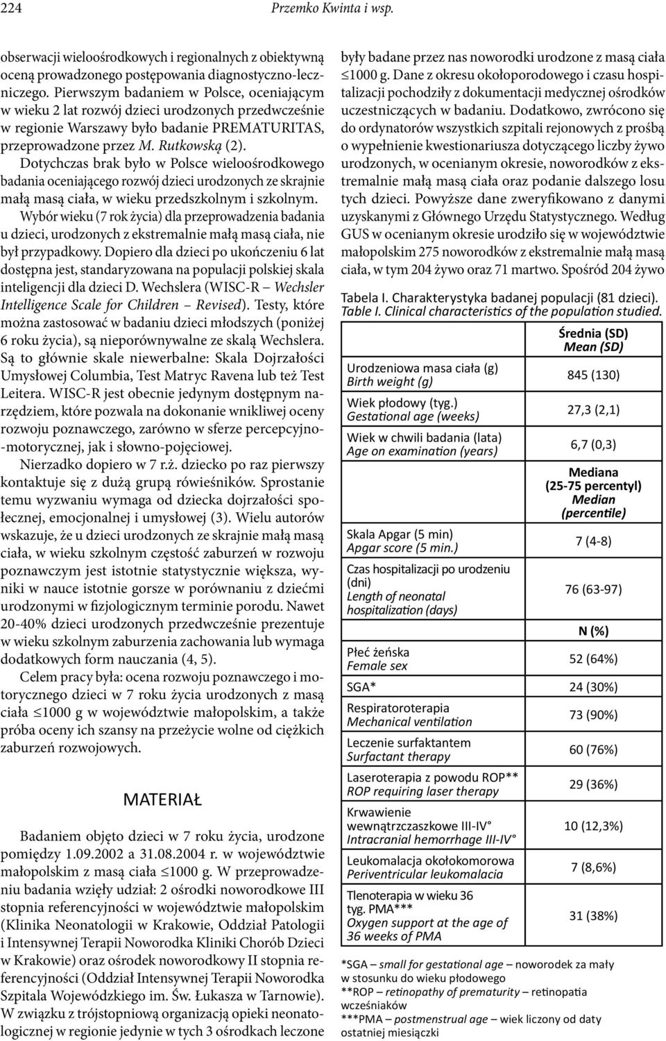 Dotychczas brak było w Polsce wieloośrodkowego badania oceniającego rozwój dzieci urodzonych ze skrajnie małą masą ciała, w wieku przedszkolnym i szkolnym.