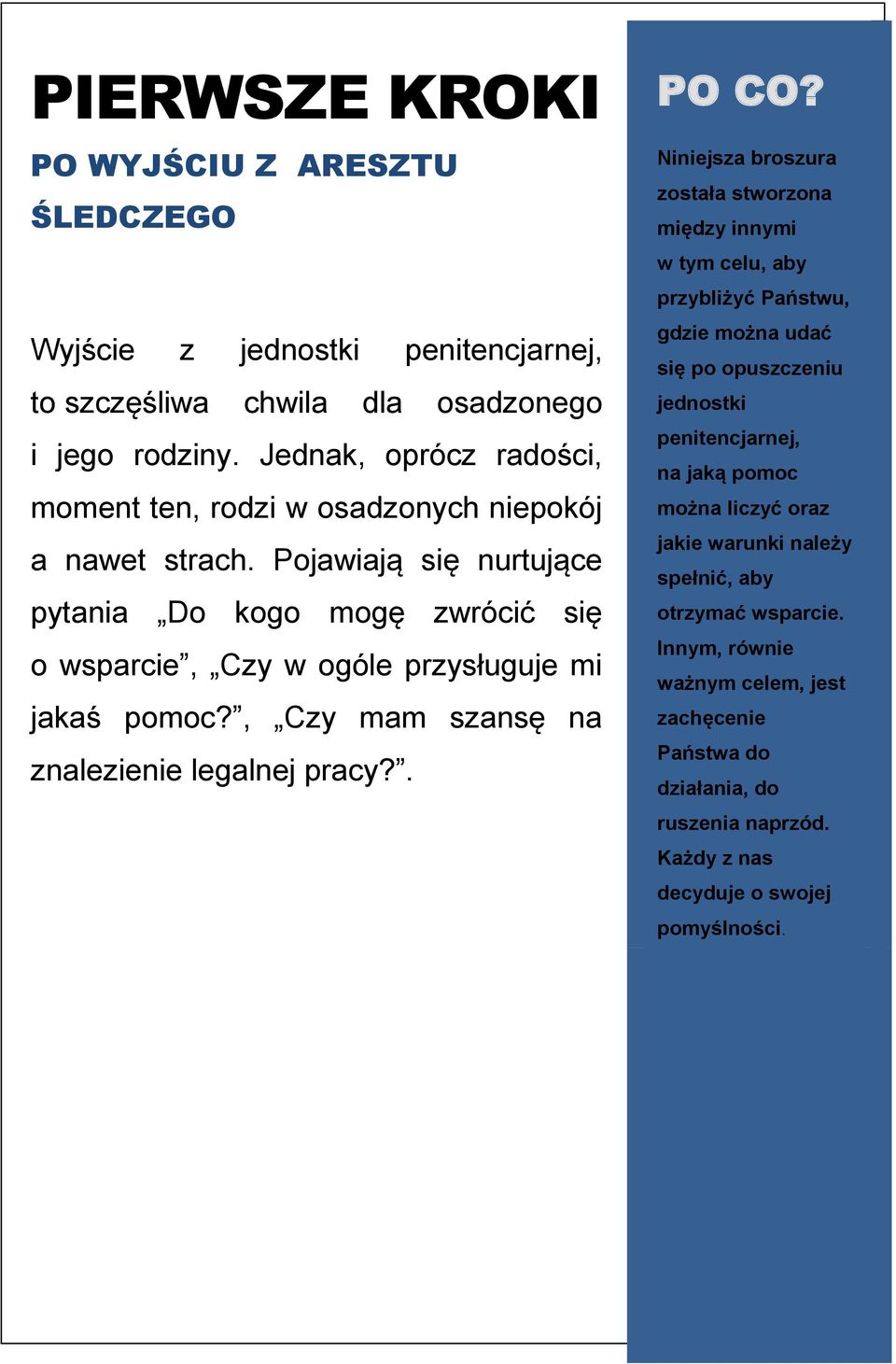 Pojawiają się nurtujące pytania Do kogo mogę zwrócić się o wsparcie, Czy w ogóle przysługuje mi jakaś pomoc?, Czy mam szansę na znalezienie legalnej pracy?. PO CO?