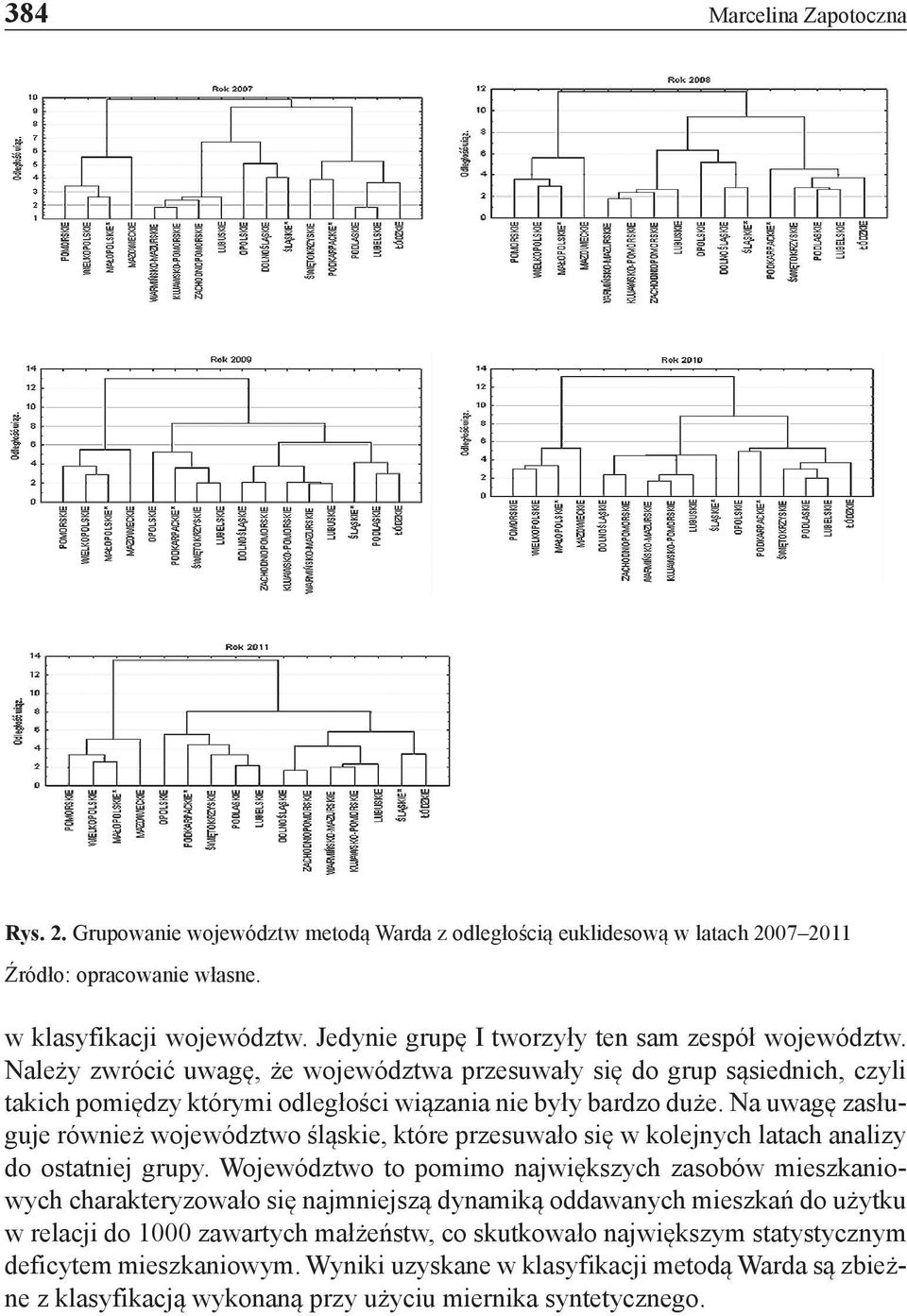 Na uwagę zasługuje również województwo śląskie, które przesuwało się w kolejnych latach analizy do ostatniej grupy.