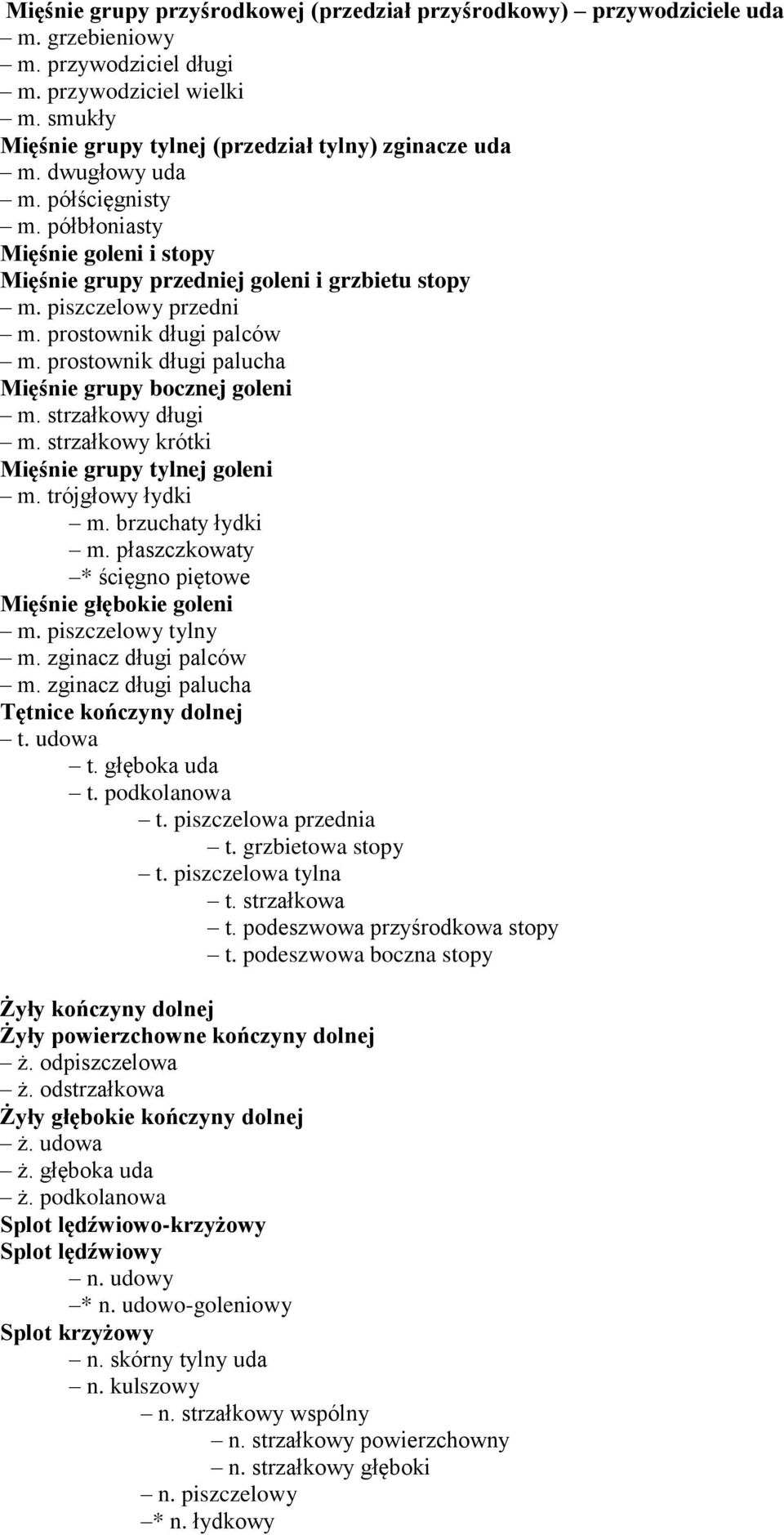 prostownik długi palucha Mięśnie grupy bocznej goleni m. strzałkowy długi m. strzałkowy krótki Mięśnie grupy tylnej goleni m. trójgłowy łydki m. brzuchaty łydki m.