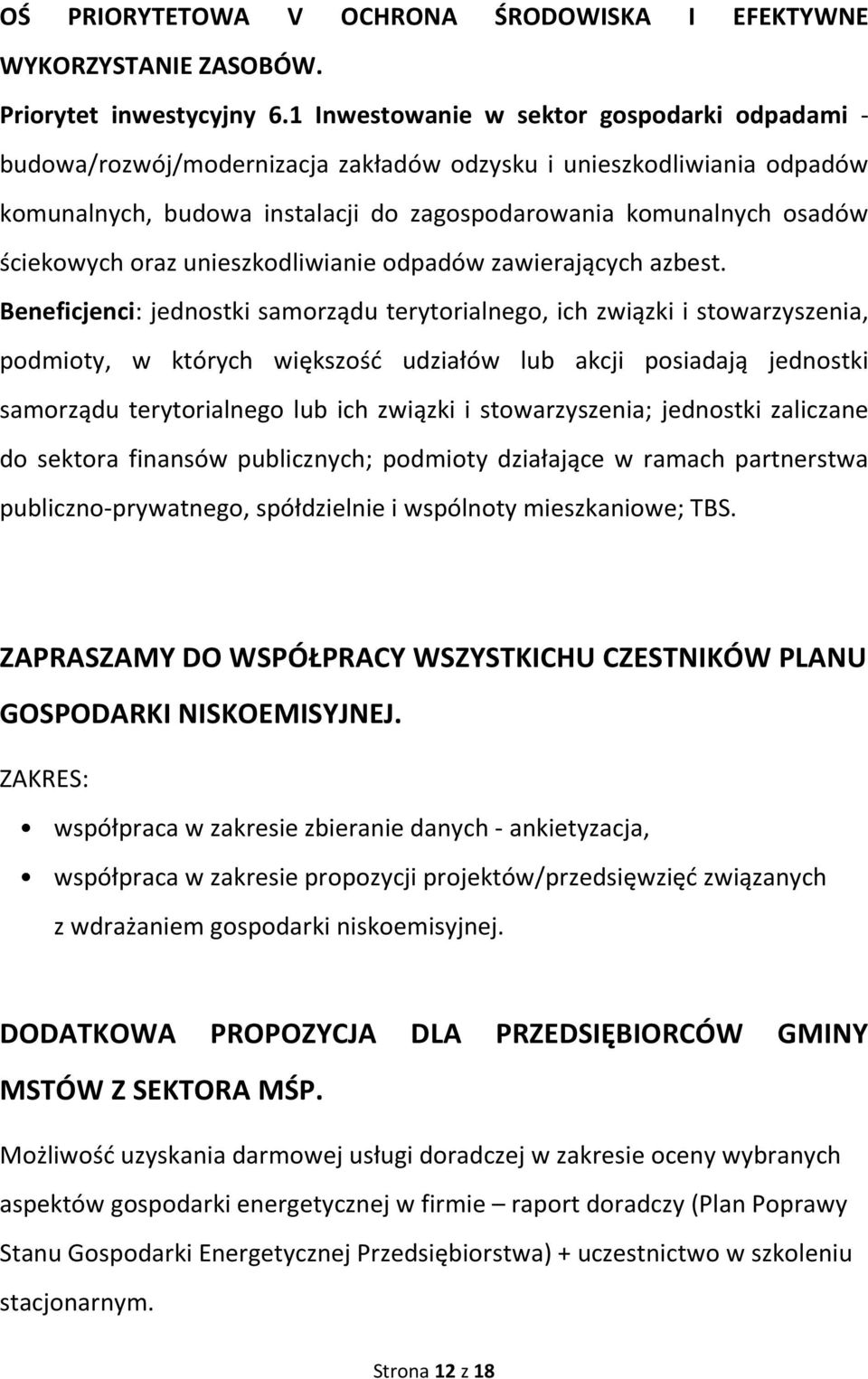 oraz unieszkodliwianie odpadów zawierających azbest.