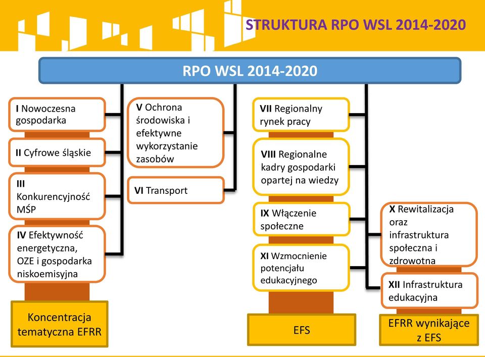 rynek pracy VIII Regionalne kadry gospodarki opartej na wiedzy IX Włączenie społeczne XI Wzmocnienie potencjału edukacyjnego X