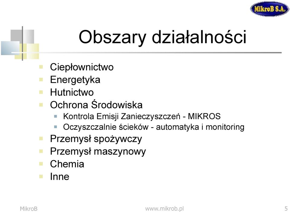 Oczyszczalnie ścieków - automatyka i monitoring Przemysł