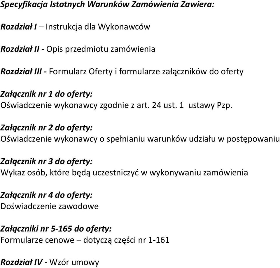 Załącznik nr 2 do oferty: Oświadczenie wykonawcy o spełnianiu warunków udziału w postępowaniu Załącznik nr 3 do oferty: Wykaz osób, które będą