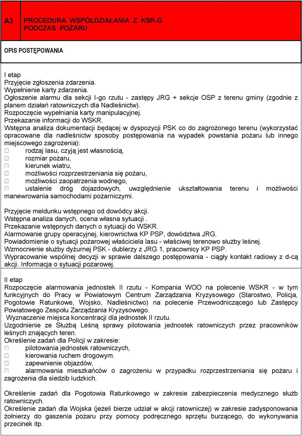 Przekazanie informacji do WSKR.