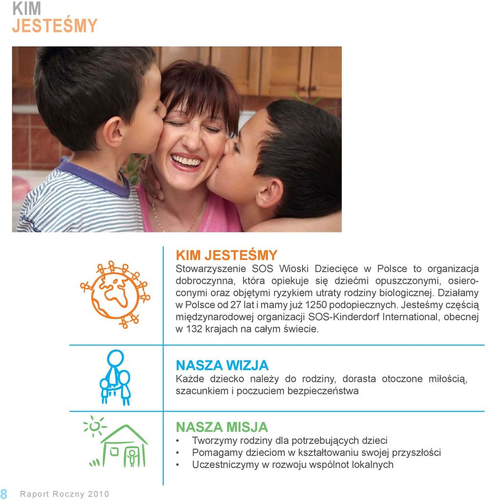 Jesteśmy częścią międzynarodowej organizacji SOS-Kinderdorf International, obecnej w 132 krajach na całym świecie.
