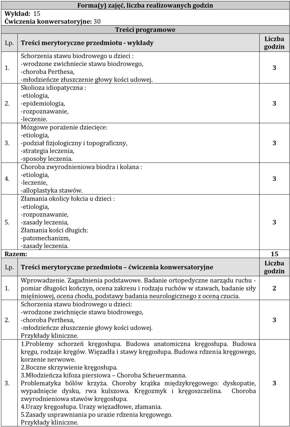 Skolioza idiopatyczna : -epidemiologia, -rozpoznawanie, -leczenie.. Mózgowe porażenie dziecięce: -podział fizjologiczny i topograficzny, -strategia leczenia, -sposoby leczenia. 4.