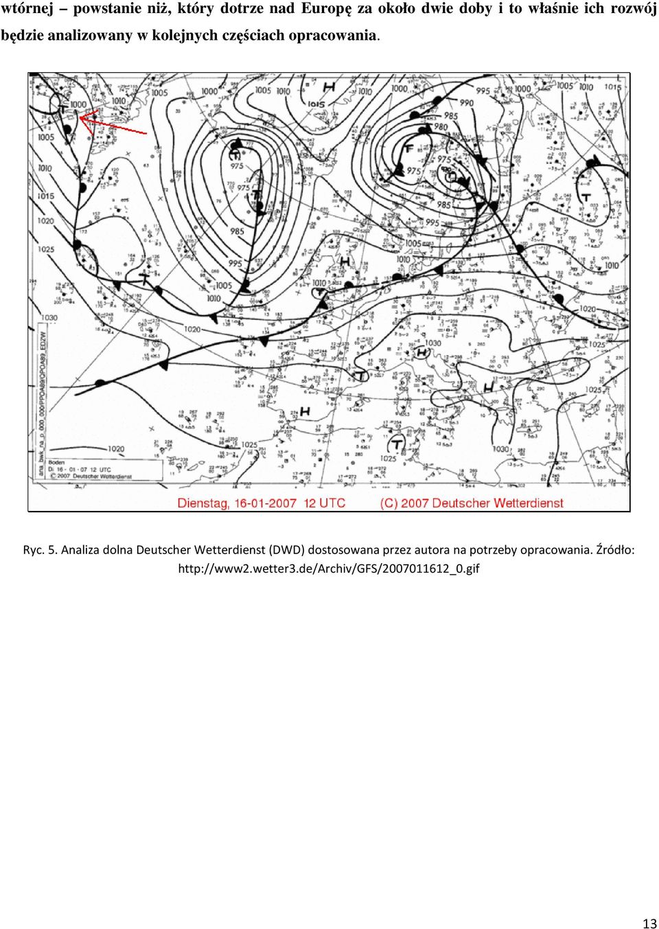 5. Analiza dolna Deutscher Wetterdienst (DWD) dostosowana przez autora na