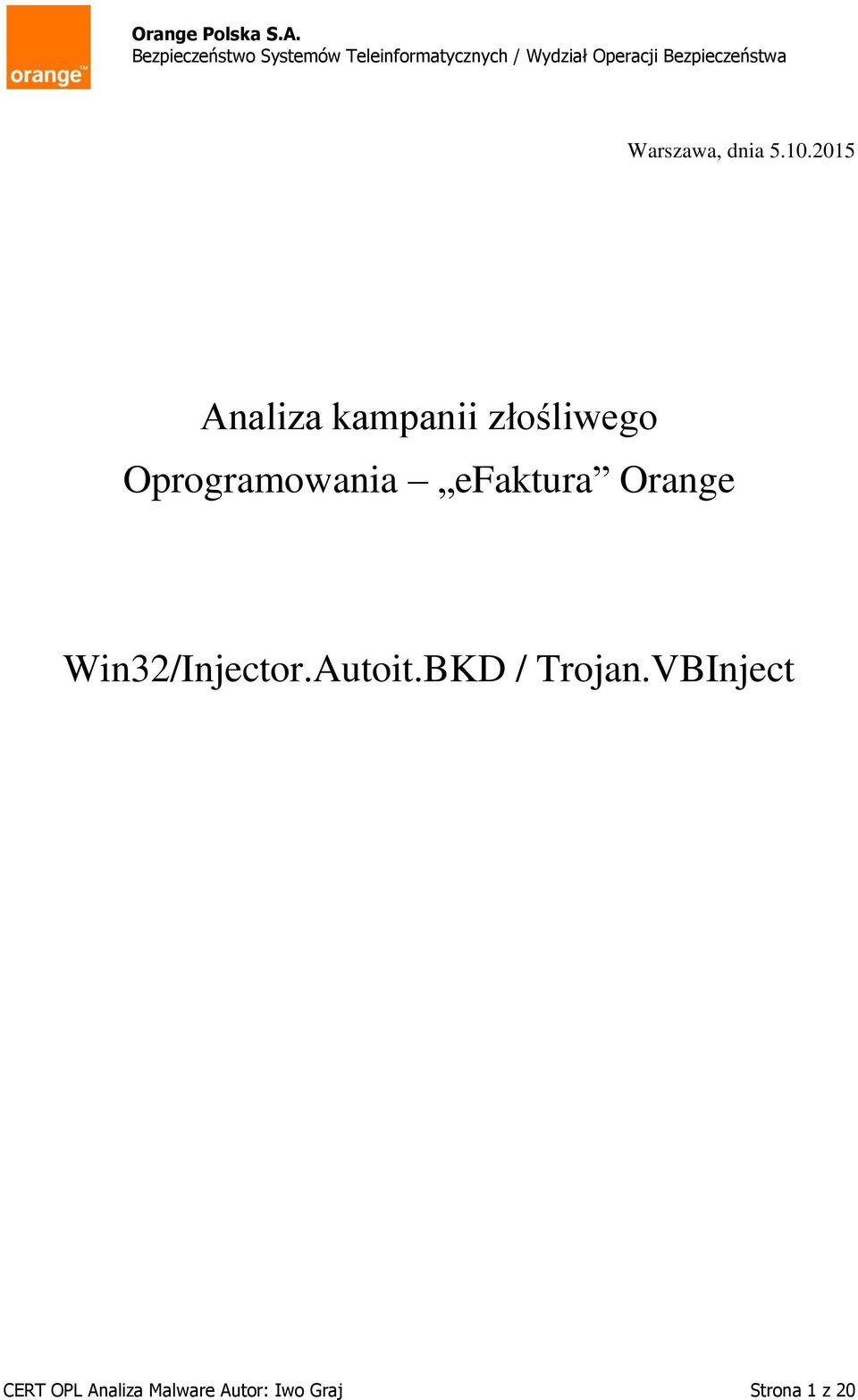 Oprogramowania efaktura Orange Win32/Injector.