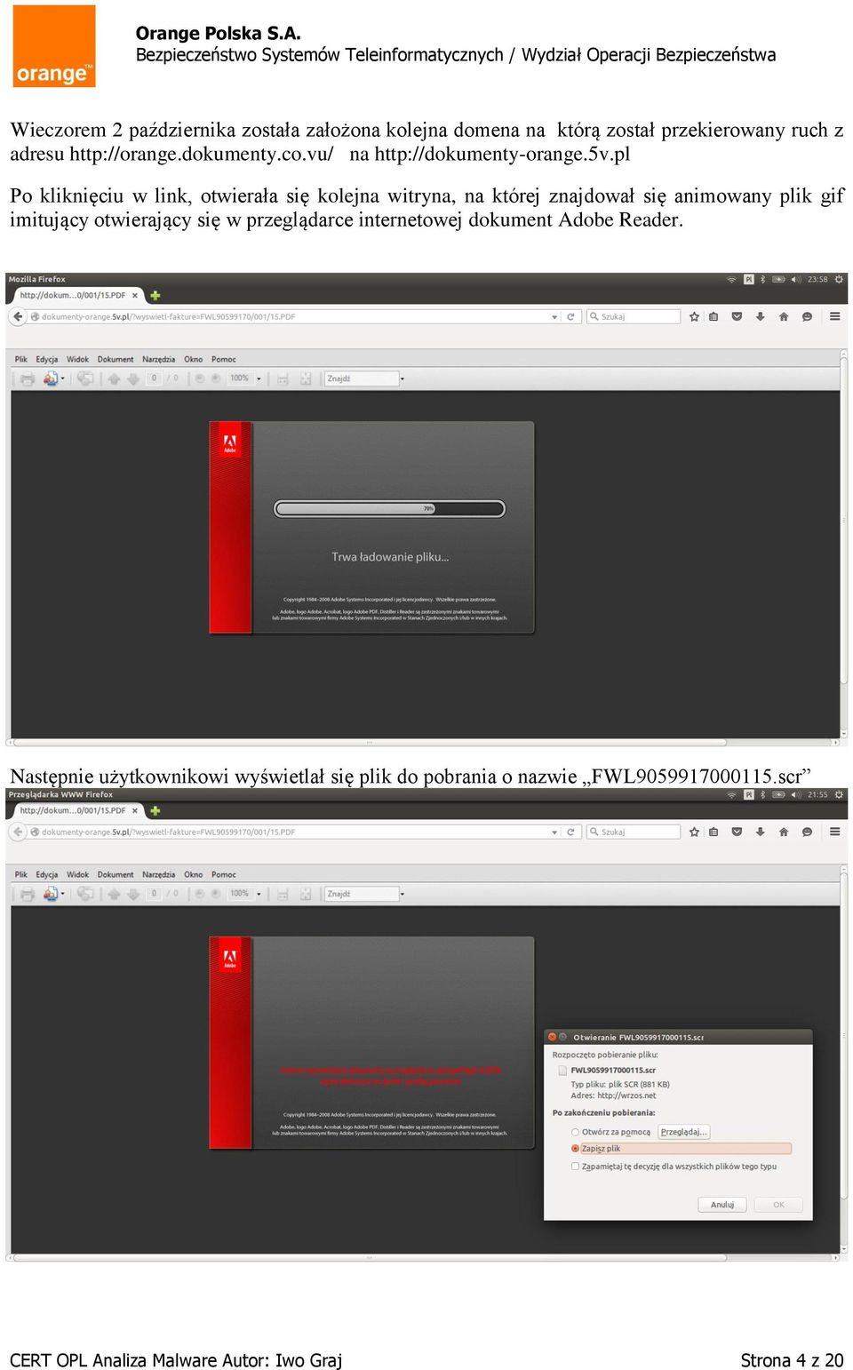 pl Po kliknięciu w link, otwierała się kolejna witryna, na której znajdował się animowany plik gif imitujący