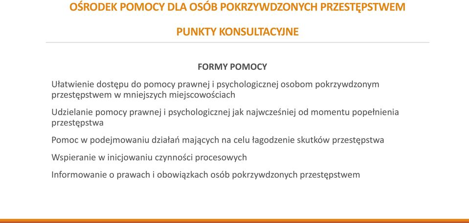 momentu popełnienia przestępstwa Pomoc w podejmowaniu działań mających na celu łagodzenie skutków przestępstwa