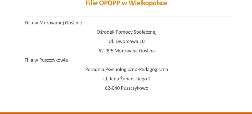 Dworcowa 10 62-095 Murowana Goślina Poradnia