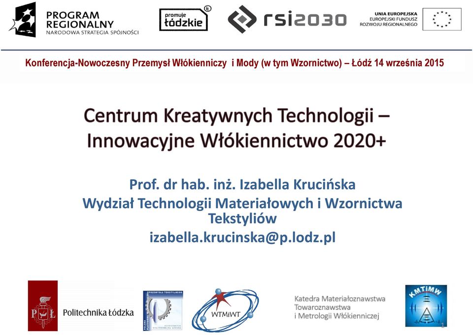 inż. Izabella Krucińska Wydział Technologii
