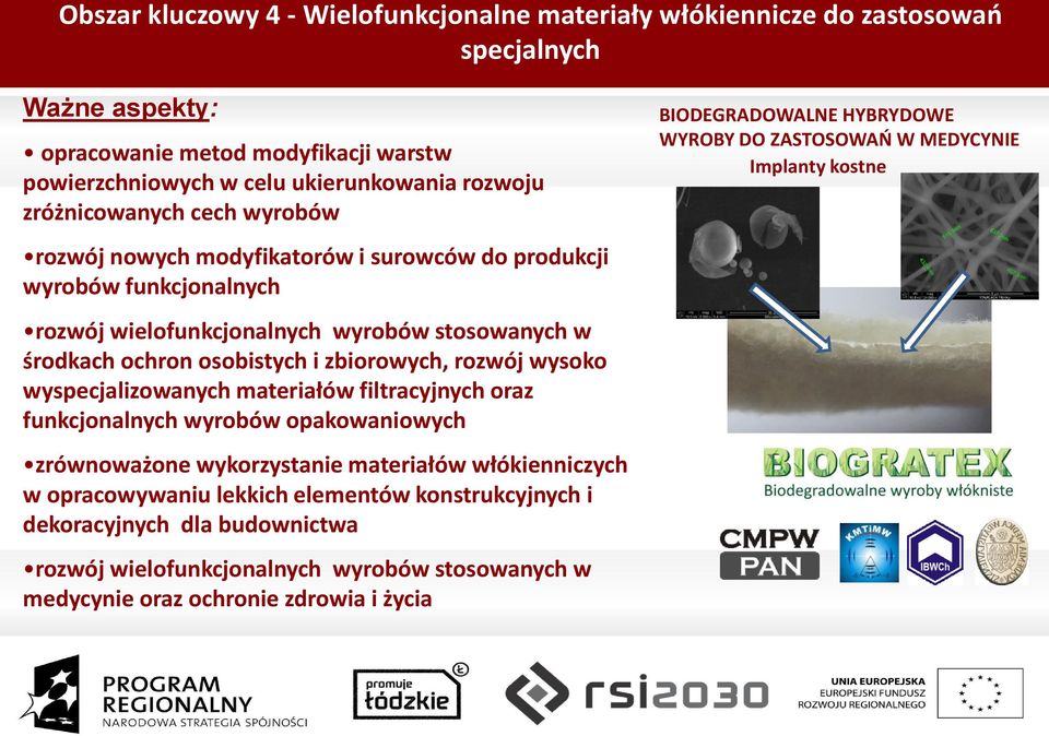 rozwój wysoko wyspecjalizowanych materiałów filtracyjnych oraz funkcjonalnych wyrobów opakowaniowych zrównoważone wykorzystanie materiałów włókienniczych w opracowywaniu lekkich elementów