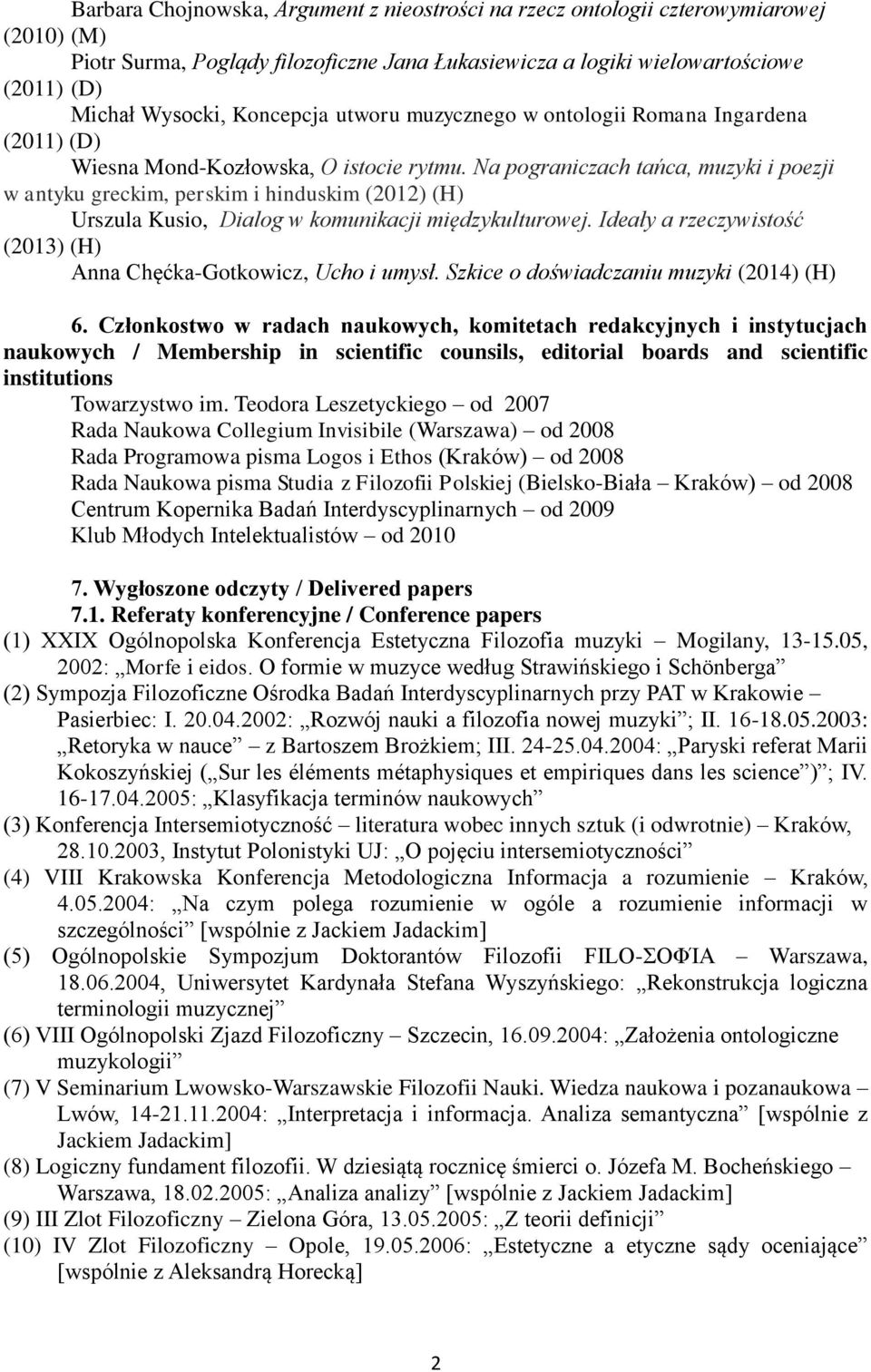 Na pograniczach tańca, muzyki i poezji w antyku greckim, perskim i hinduskim (2012) (H) Urszula Kusio, Dialog w komunikacji międzykulturowej.