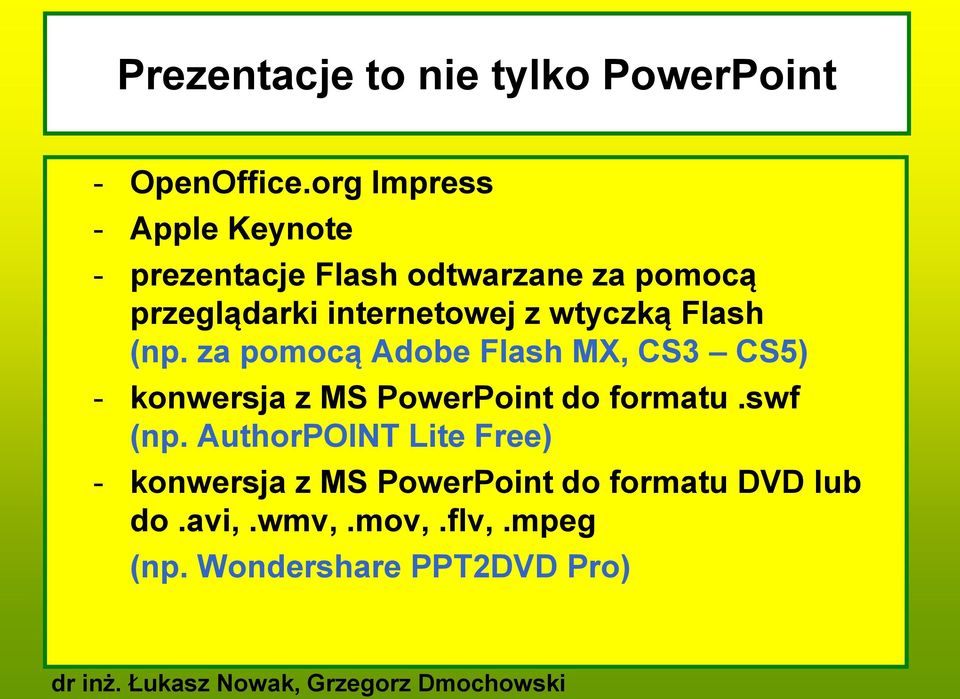 internetowej z wtyczką Flash (np.