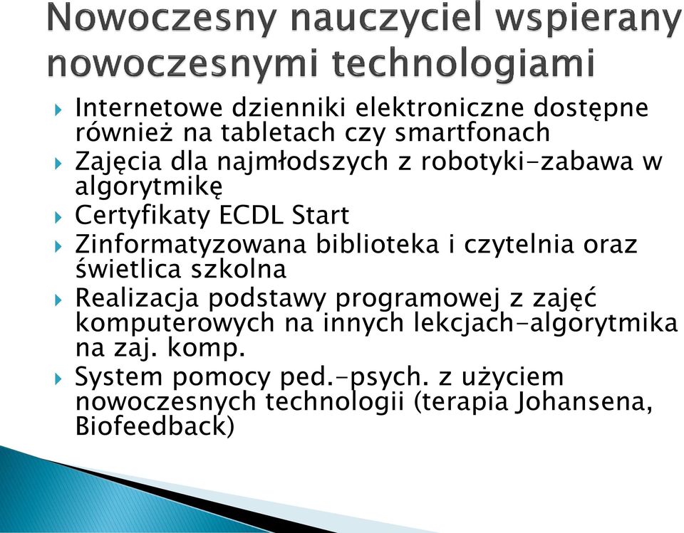 czytelnia oraz świetlica szkolna Realizacja podstawy programowej z zajęć komputerowych na innych