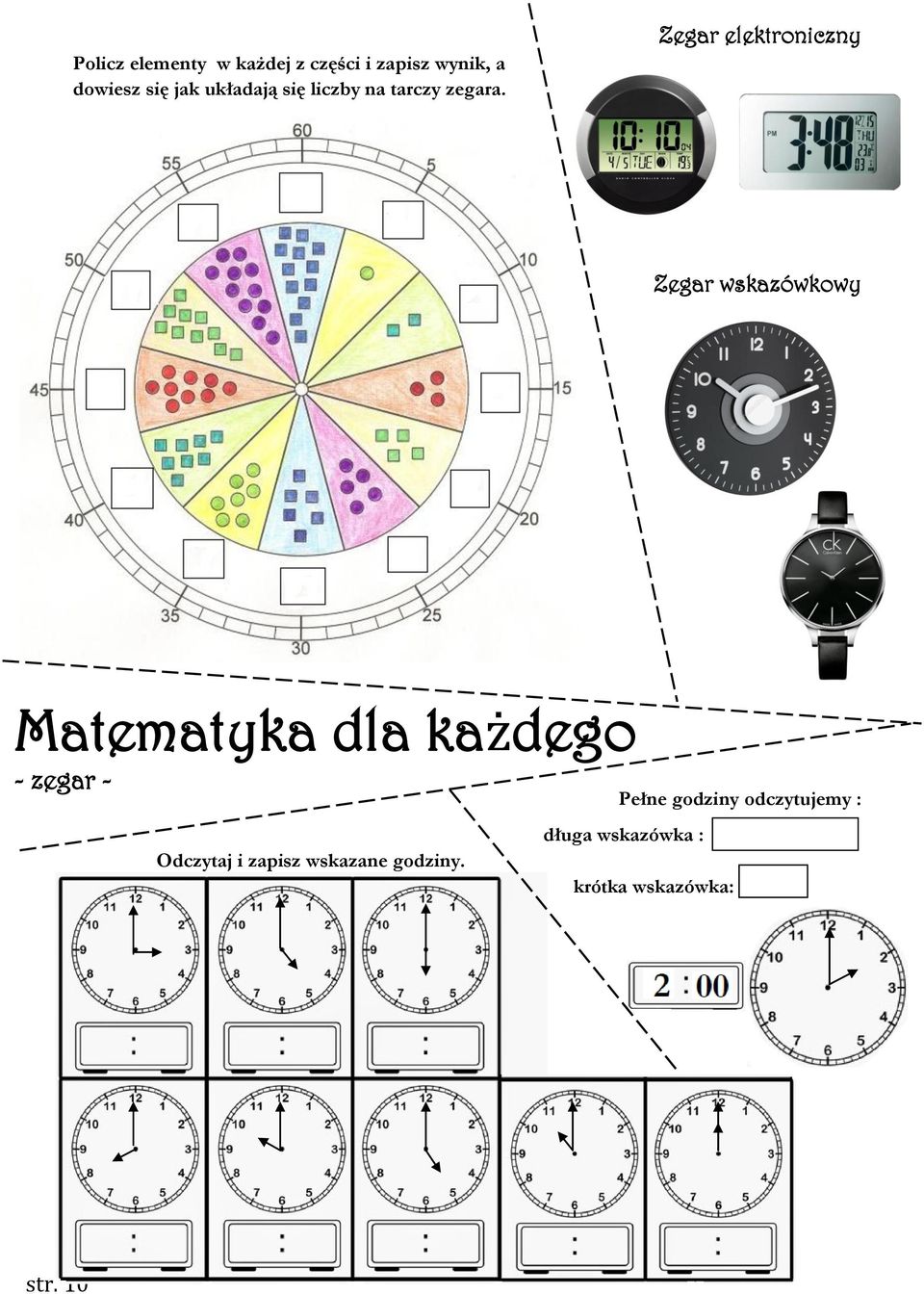 Zegar elektroniczny Zegar wskazówkowy Matematyka dla każdego - zegar -