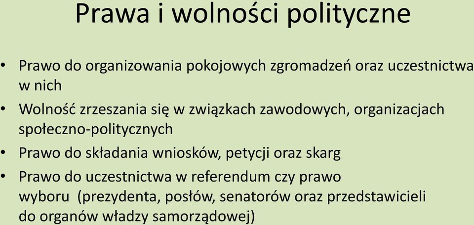 Prawo do składania wniosków, petycji oraz skarg Prawo do uczestnictwa w referendum czy