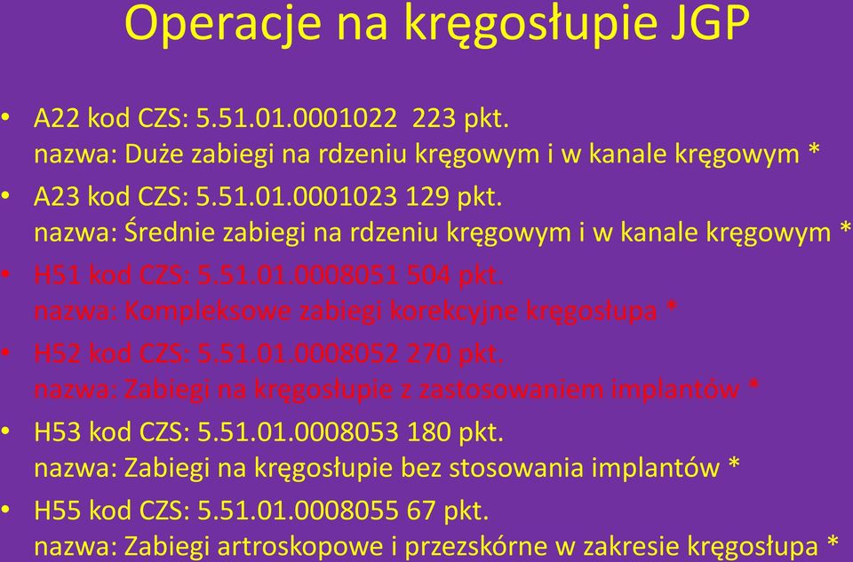 nazwa: Kompleksowe zabiegi korekcyjne kręgosłupa * H52 kod CZS: 5.51.01.0008052 270 pkt.