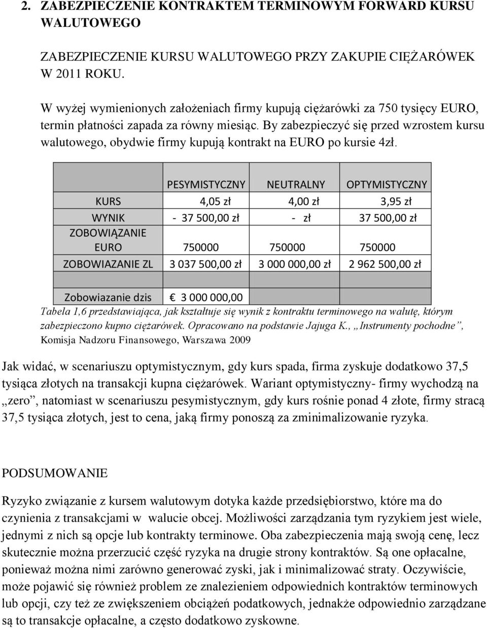 By zabezpieczyć się przed wzrostem kursu walutowego, obydwie firmy kupują kontrakt na EURO po kursie 4zł.