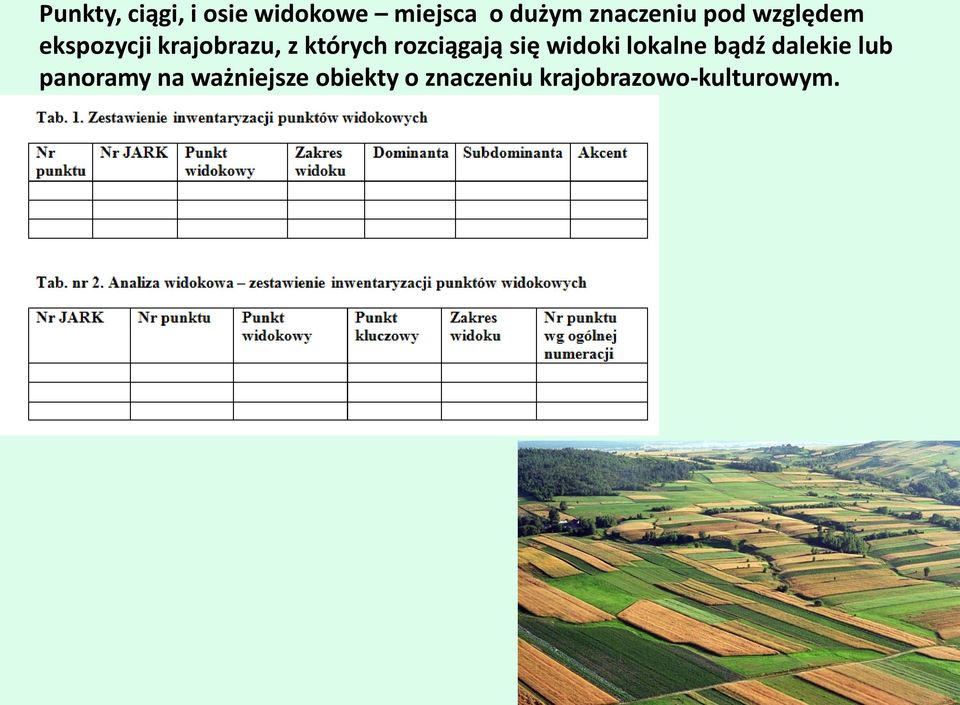 których rozciągają się widoki lokalne bądź dalekie lub