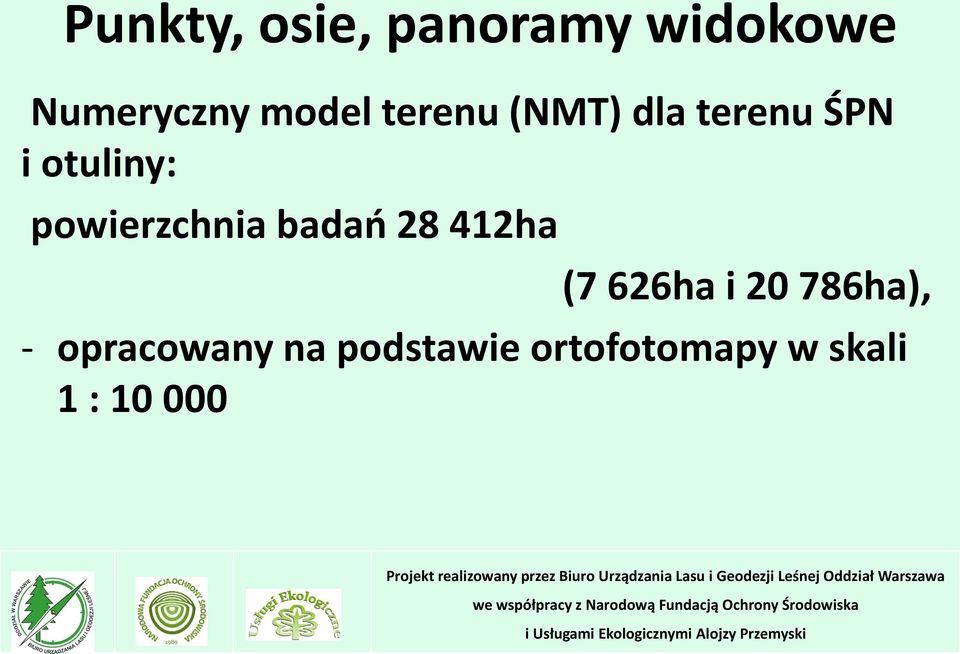 skali 1 : 10 000 Projekt realizowany przez Biuro Urządzania Lasu i Geodezji Leśnej Oddział