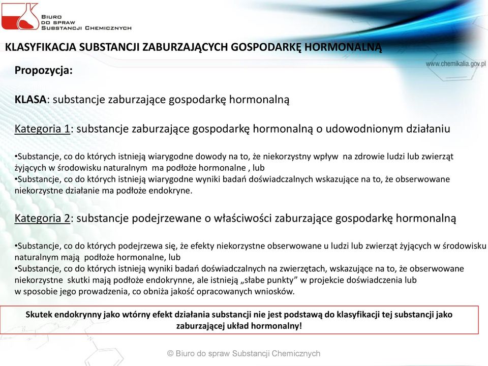 których istnieją wiarygodne wyniki badań doświadczalnych wskazujące na to, że obserwowane niekorzystne działanie ma podłoże endokryne.