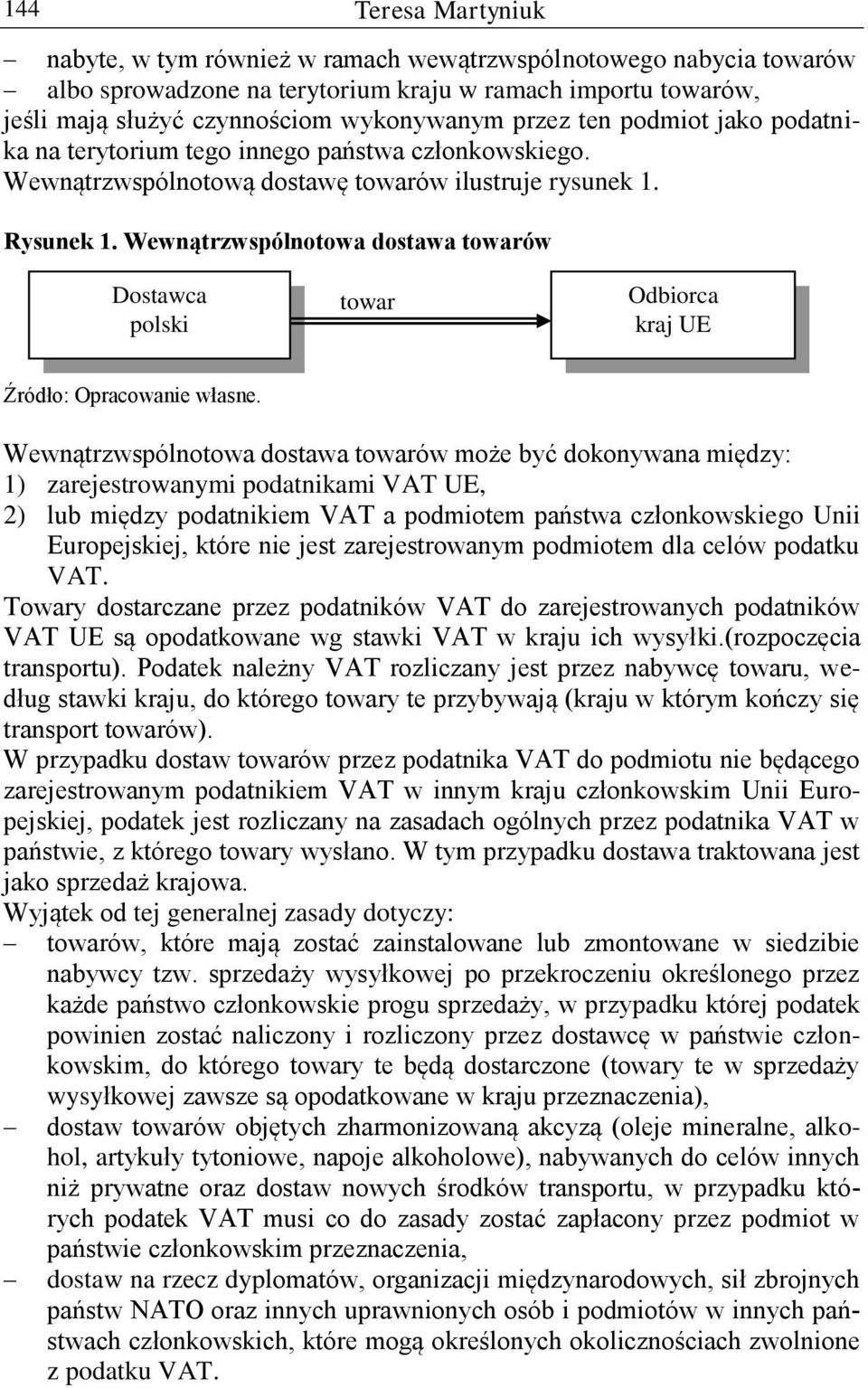 Wewnątrzwspólnotowa dostawa towarów Dostawca polski towar Odbiorca kraj UE Źródło: Opracowanie własne.