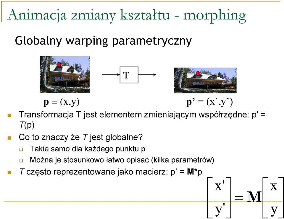 p = (x,y) Takie samo dla każdego punktu p Można je stosunkowo łatwo