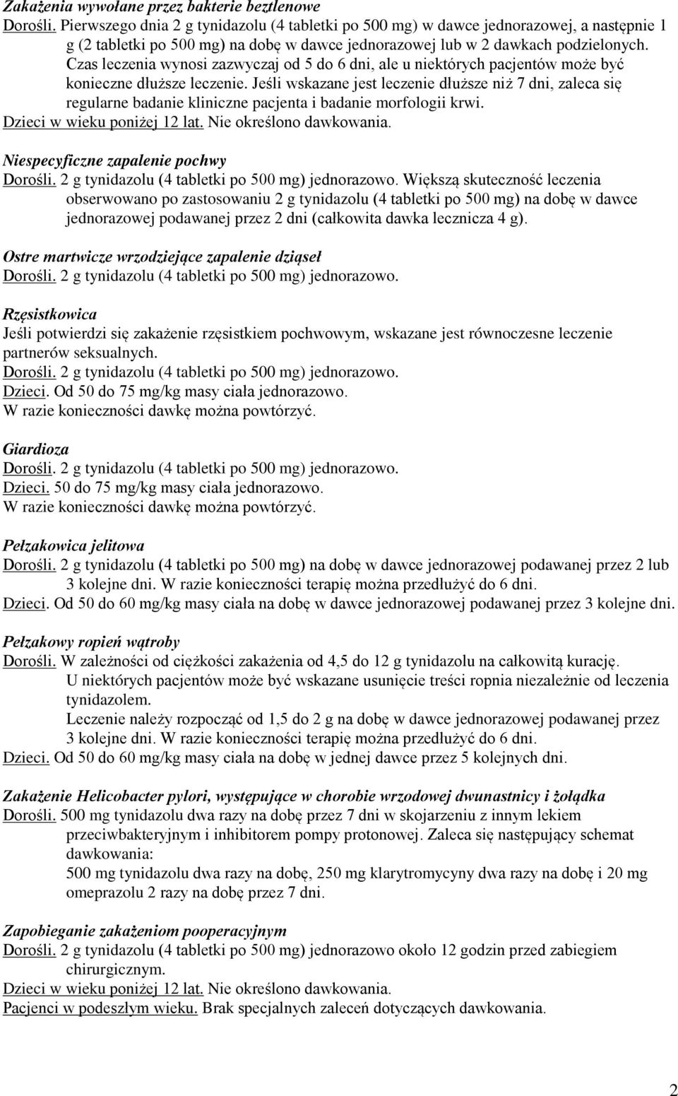 Czas leczenia wynosi zazwyczaj od 5 do 6 dni, ale u niektórych pacjentów może być konieczne dłuższe leczenie.