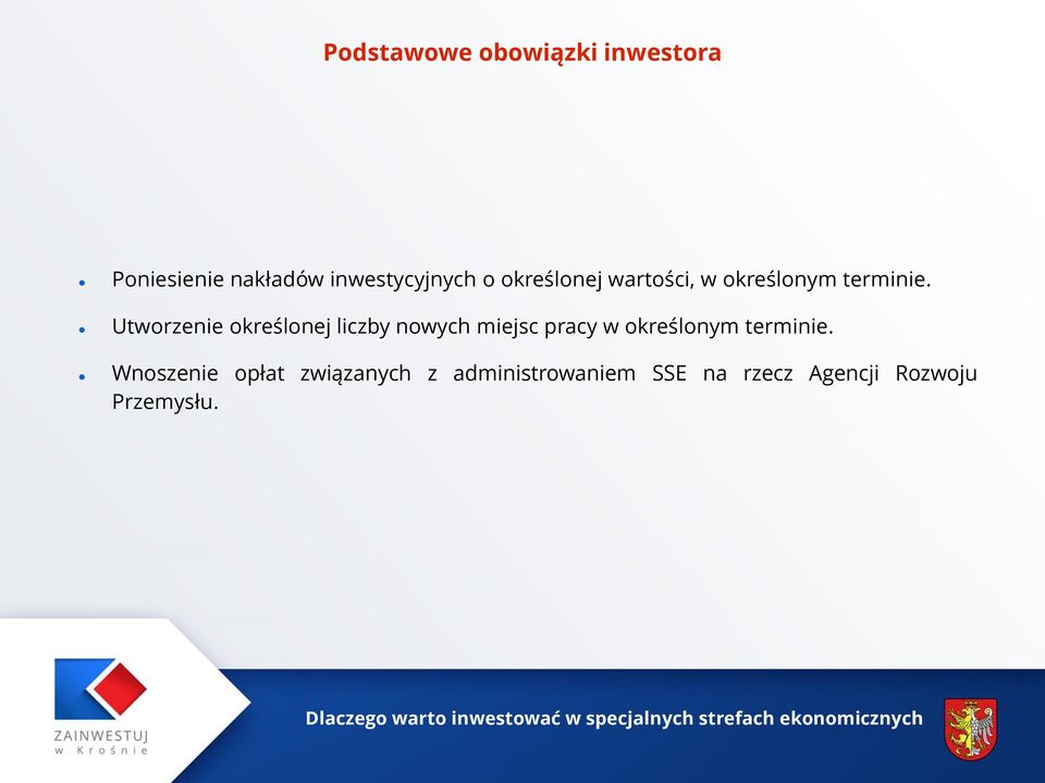 Utworzenie określonej liczby nowych miejsc pracy w określonym