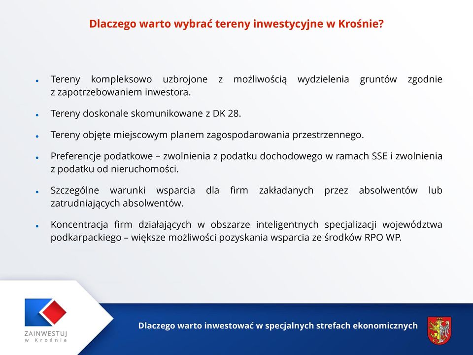 Preferencje podatkowe zwolnienia z podatku dochodowego w ramach SSE i zwolnienia z podatku od nieruchomości.