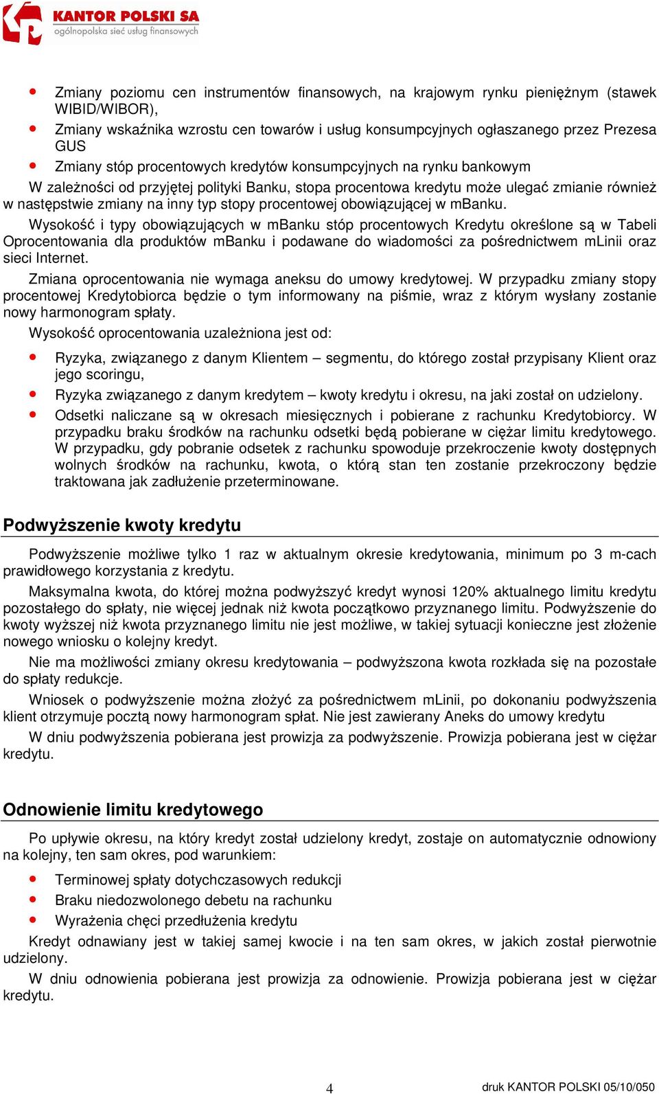 procentowej obowiązującej w mbanku.